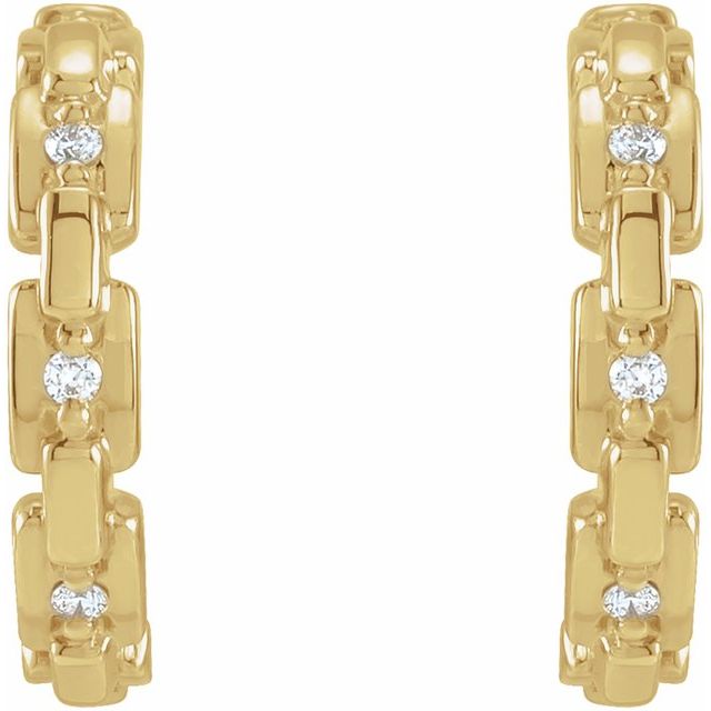 14K Yellow .04 CTW Natural Diamond Chain Link 12.5 mm Huggies