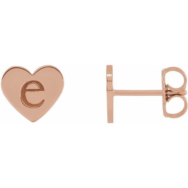 14K Rose 8 mm Engravable Heart Earrings