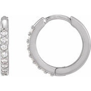 14K White 1/8 CTW Natural Diamond 12.5 mm Huggie Earrings