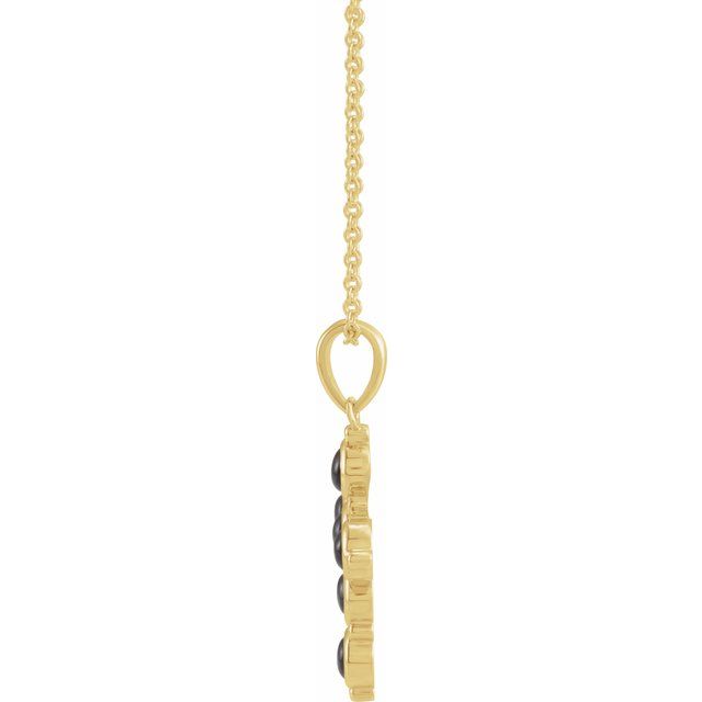 14K Yellow Natural Black Onyx Cross 16-18' Necklace