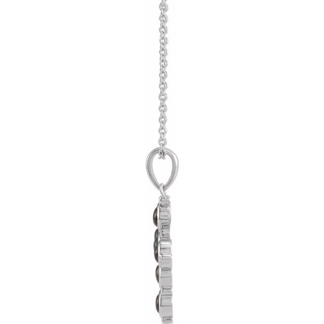 14K White Natural Black Onyx Cross 16-18' Necklace