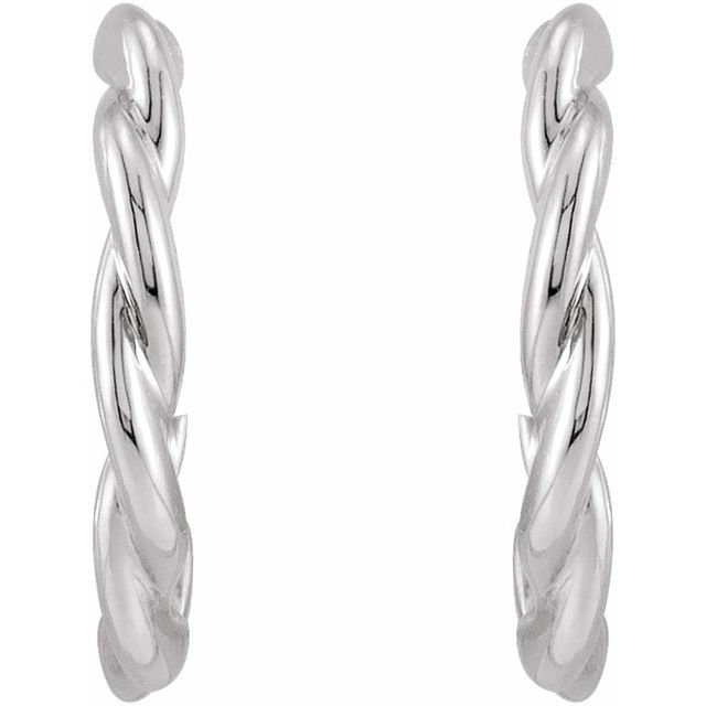 14K White Twisted Hoop Earrings