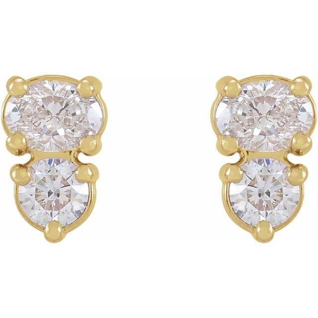 14K Yellow 1/2 CTW Lab-Grown Diamond Two-Stone Earrings