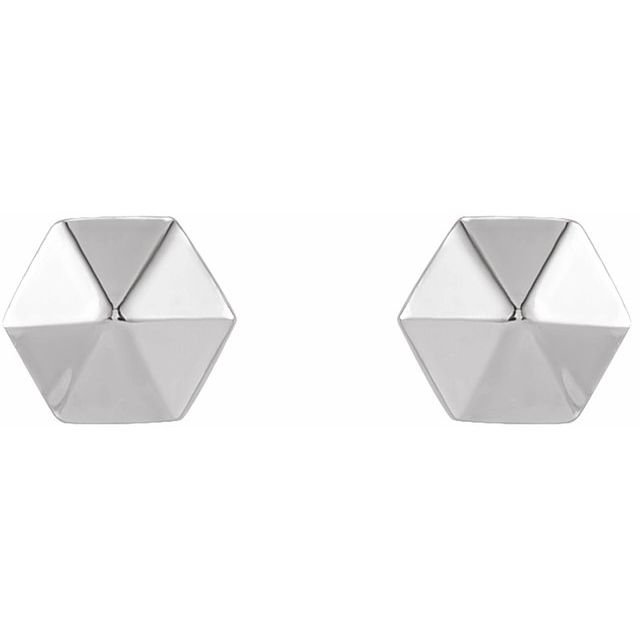 Sterling Silver Hexagon Earrings