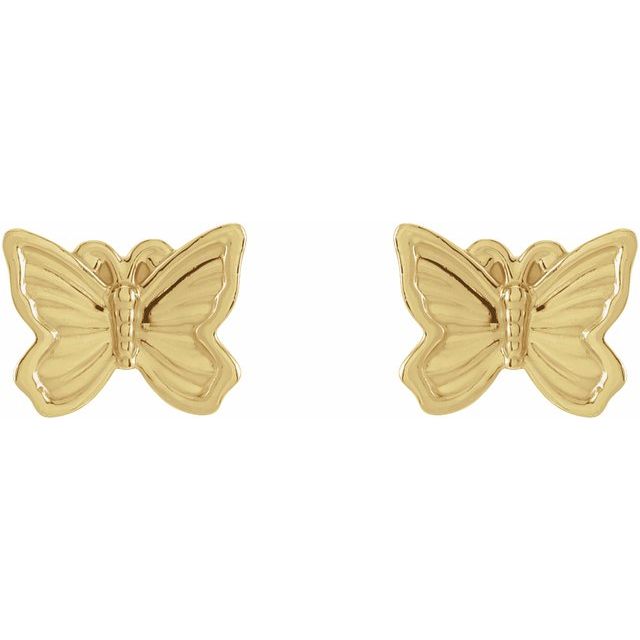 14K Yellow Petite Butterfly Earrings