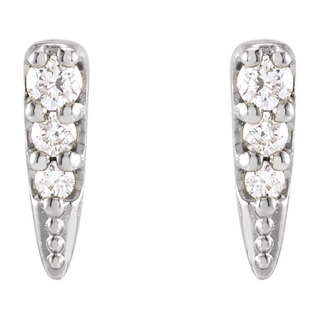 14K White .07 CTW Natural Diamond Spike Earrings