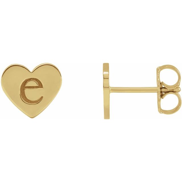 14K Yellow 8 mm Engravable Heart Earrings