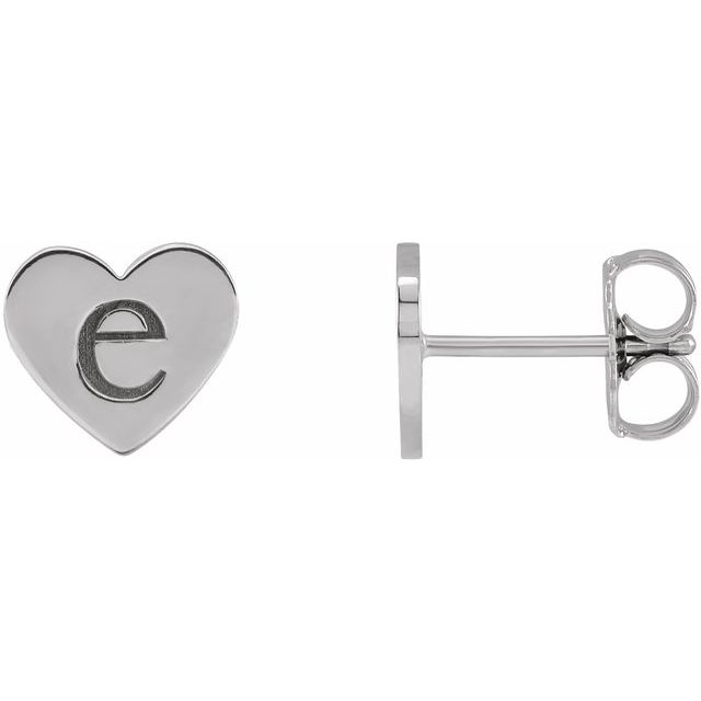 14K White 8 mm Engravable Heart Earrings