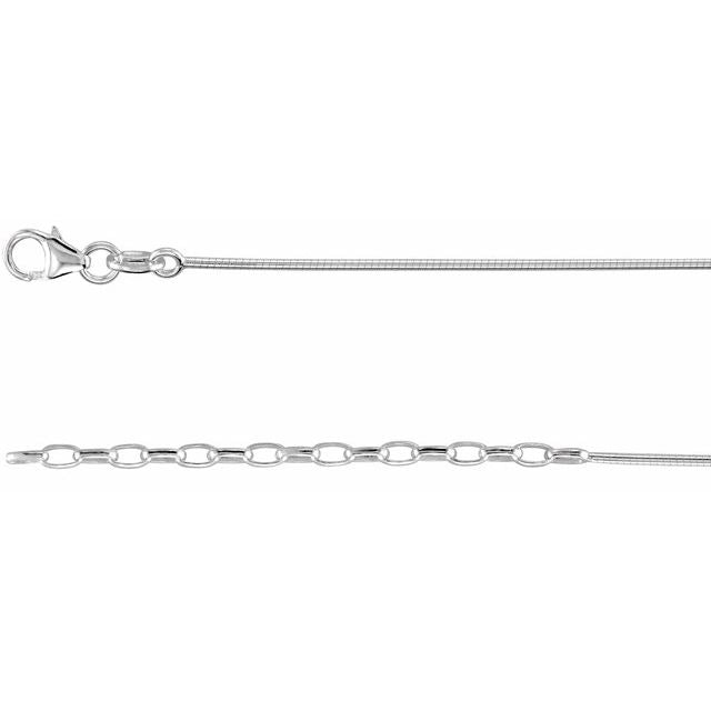 Sterling Silver 1.1 mm Adjustable Round Omega 16 1/2-18 1/2' Chain