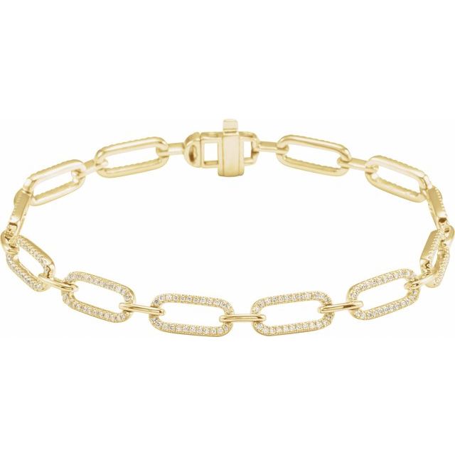 14K Yellow 9/10 CTW Natural Diamond Link 7' Bracelet