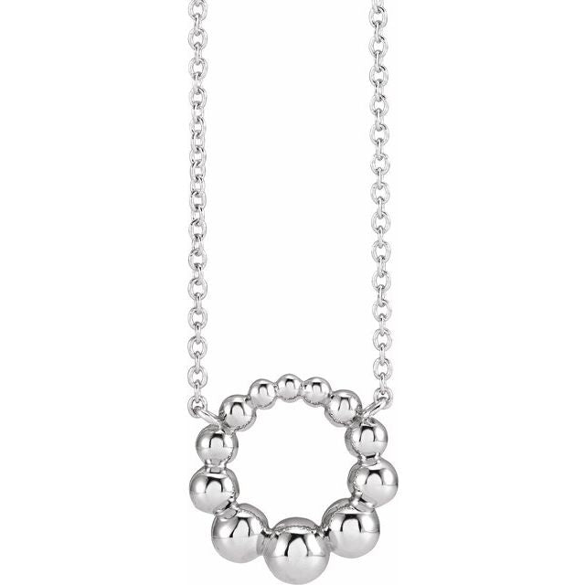 Sterling Silver 12 mm Beaded Circle 16' Necklace