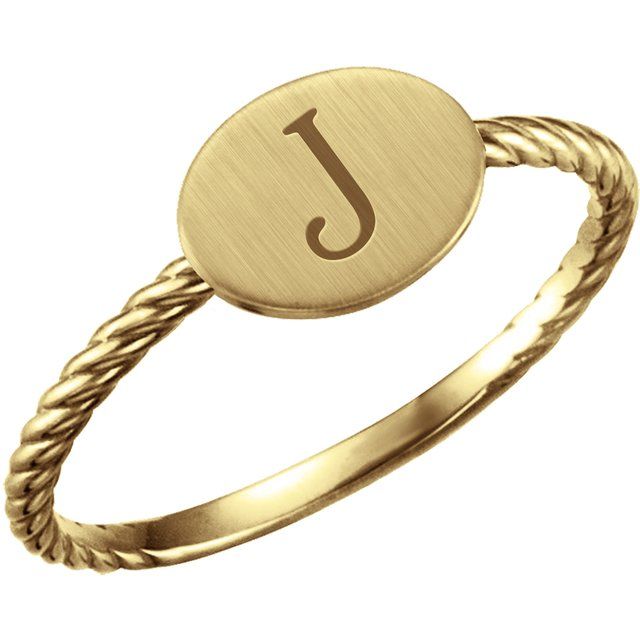 14k Yellow Be Posh® Engravable Rope Signet Ring
