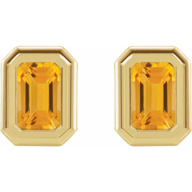 14K Yellow Natural Citrine Solitaire Earrings