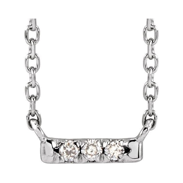 14k White .03 Ctw Natural Diamond French-set Bar 18' Necklace
