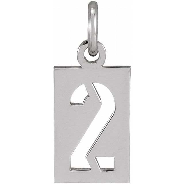 Sterling Silver Pierced Numeral 2 Dog Tag Pendant