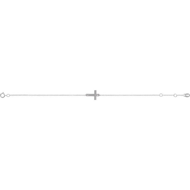 Sterling Silver Engravable Cross 6 1/2-7 1/2' Bracelet