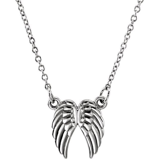14K White Tiny Posh® Angel Wings 16-18' Necklace