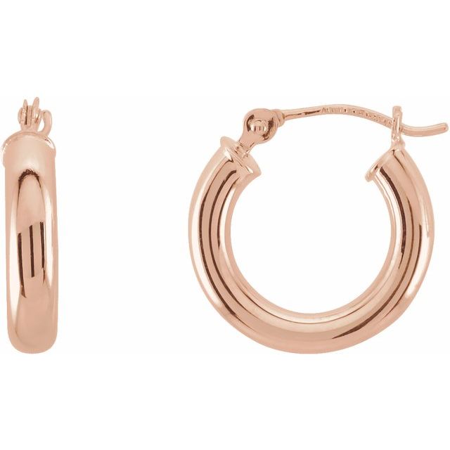 14K Rose Tube 15 mm Hoop Earrings