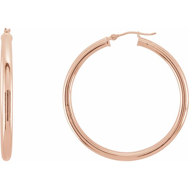 14K Rose Tube 40 mm Hoop Earrings