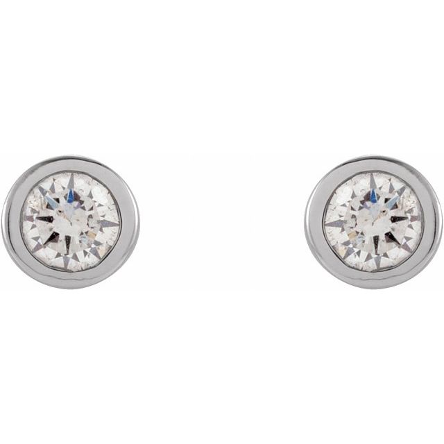 14K White .06 CTW Natural Diamond Micro Bezel-Set Earrings