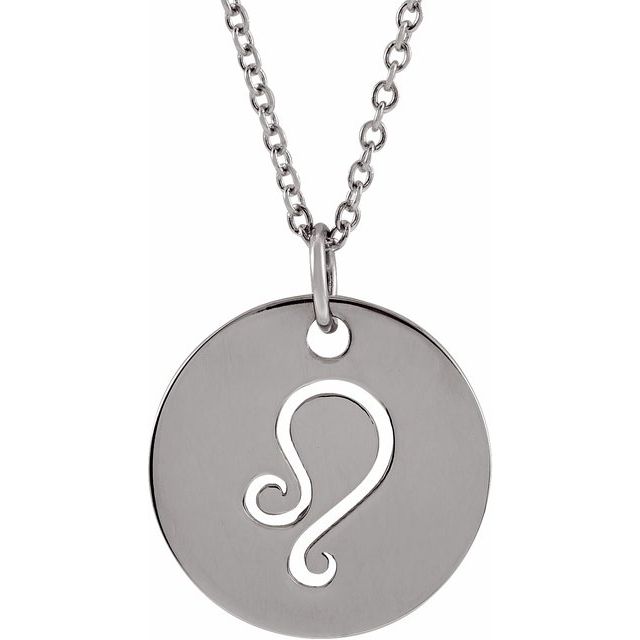 Sterling Silver Leo Zodiac Disc 16-18' Necklace
