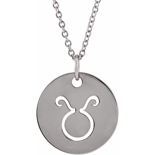 Sterling Silver Taurus Zodiac Disc 16-18' Necklace