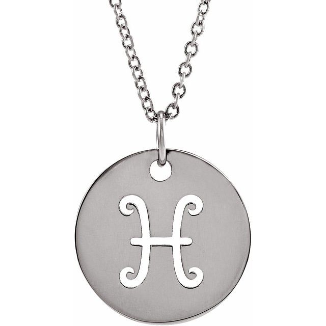 Sterling Silver Pisces Zodiac Disc 16-18' Necklace