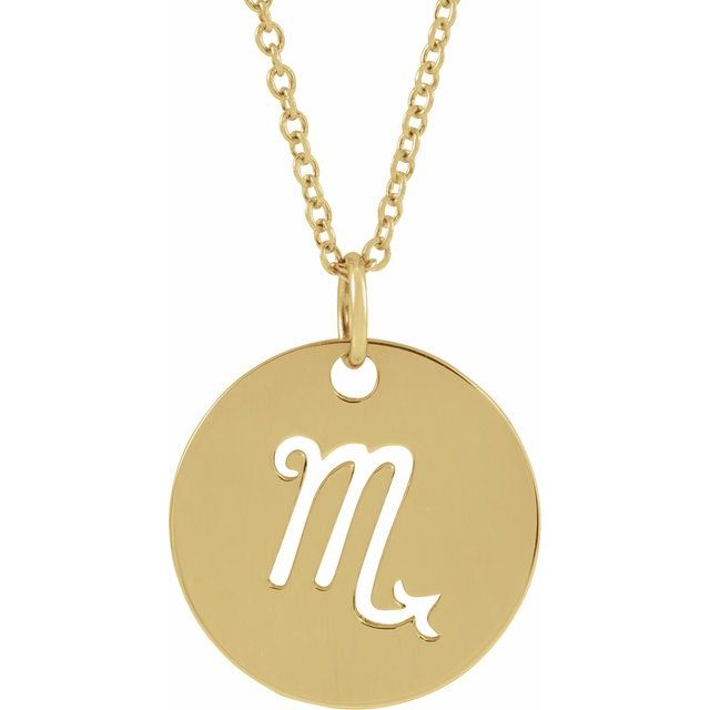 14K Yellow Scorpio Zodiac Disc 16-18' Necklace