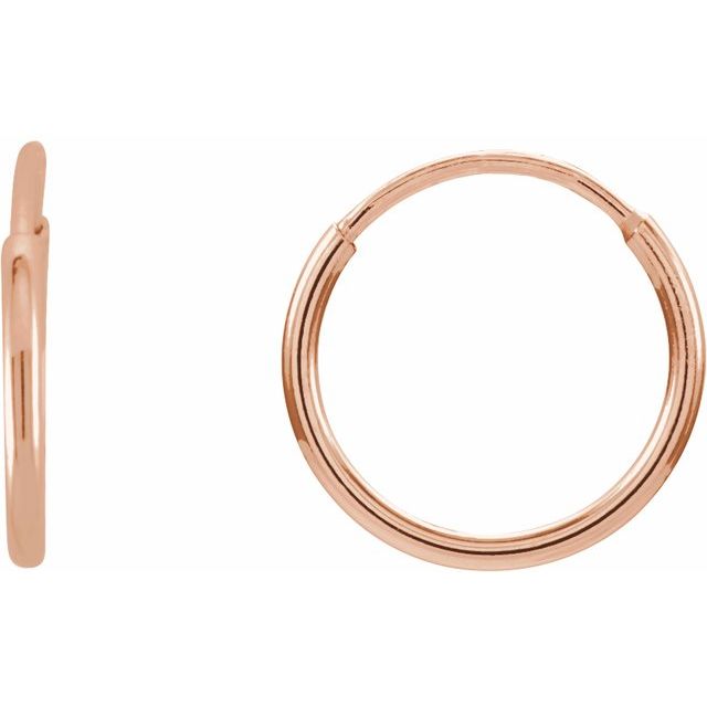 14K Rose Endless Tube 10 mm Hoop Earring