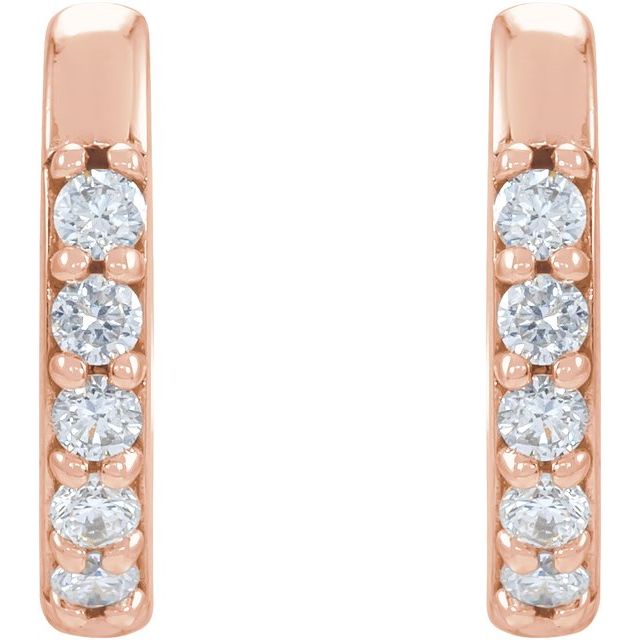 14K Rose .08 CTW Natural Diamond 10 mm Huggie Earrings