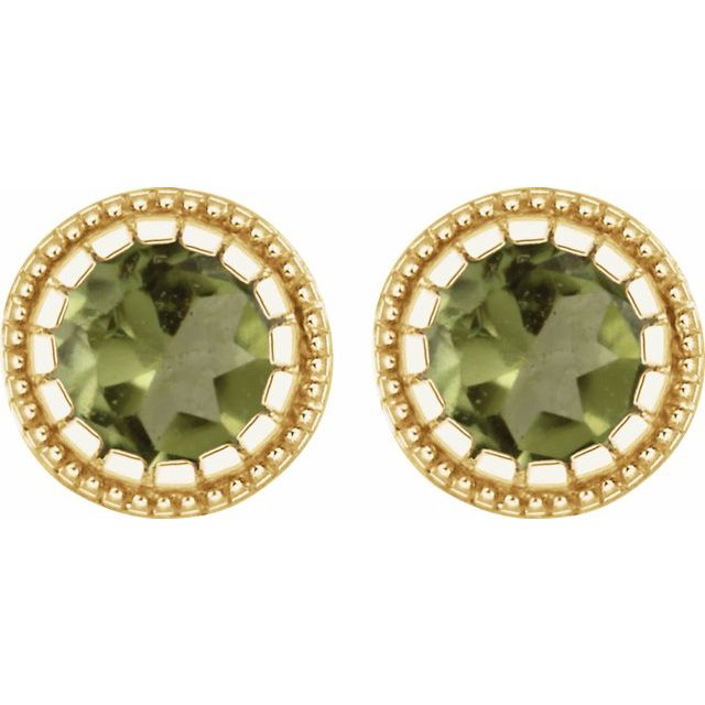14K Yellow Natural Peridot Stud Earrings