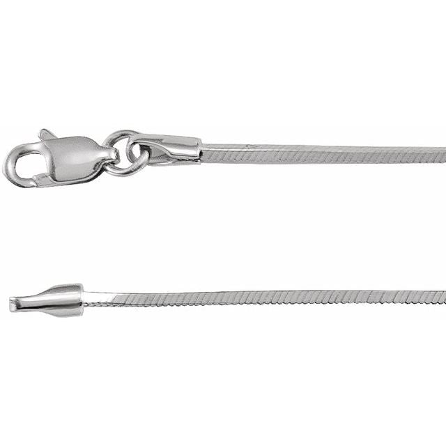 14K White 1 mm Square Snake 16' Chain