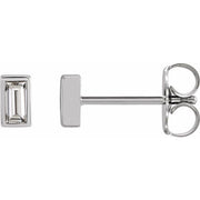 14K White 1/8 CTW Natural Diamond Bezel-Set Earrings