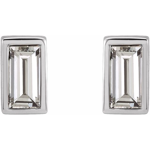 14K White 1/8 CTW Natural Diamond Bezel-Set Earrings
