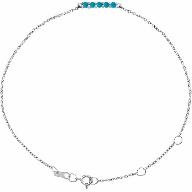 Sterling Silver Natural Turquoise Bar 6 1/2-7 1/2' Bracelet
