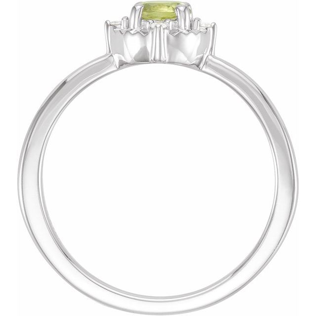 Sterling Silver Natural Peridot & .04 CTW Natural Diamond Halo-Style Ring