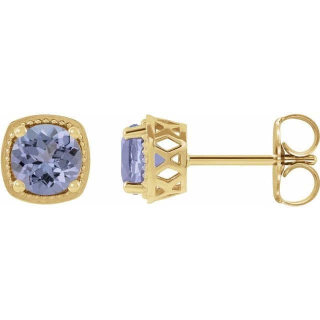 14K Yellow 5.5 mm Natural Tanzanite Earrings