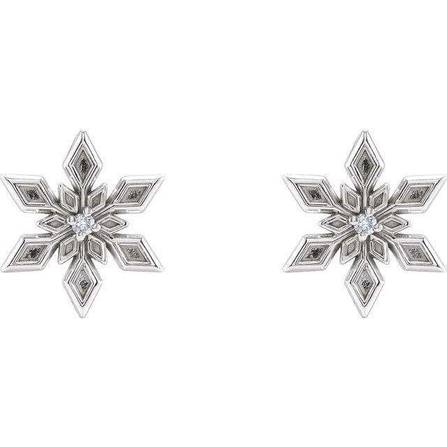 Sterling Silver .0075 CTW Natural Diamond Snowflake Earrings