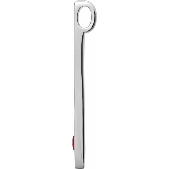 Sterling Silver Natural Ruby Family Engravable Bar Pendant