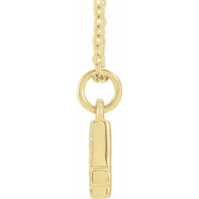 14K Yellow Petite Pavé™ .03 CTW Natural Diamond Numeral 4 16-18' Necklace