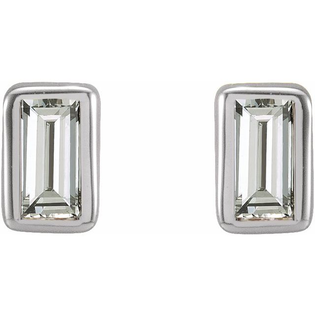 14K White .07 CTW Natural Diamond Bezel-Set Earrings