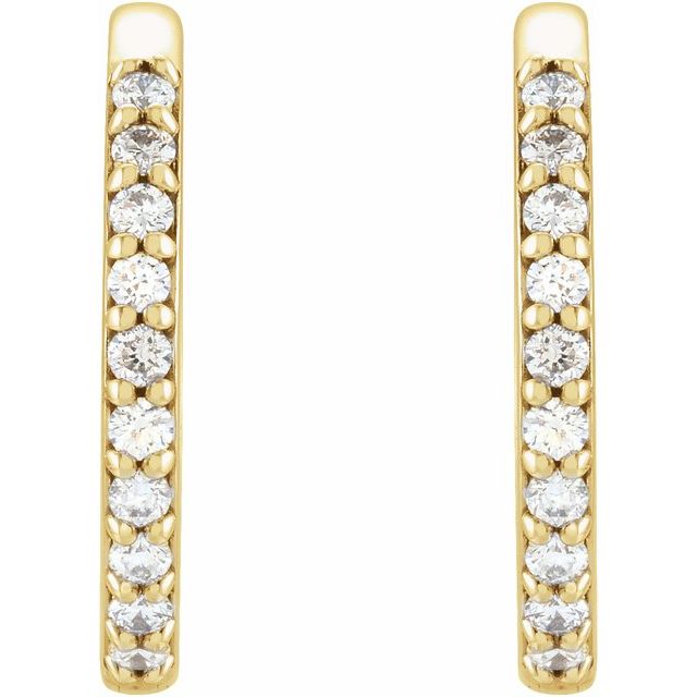 14K Yellow 1/6 CTW Natural Diamond 15 mm Huggie Earrings