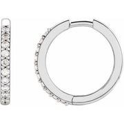 14K White 1/6 CTW Natural Diamond 15 mm Huggie Earrings