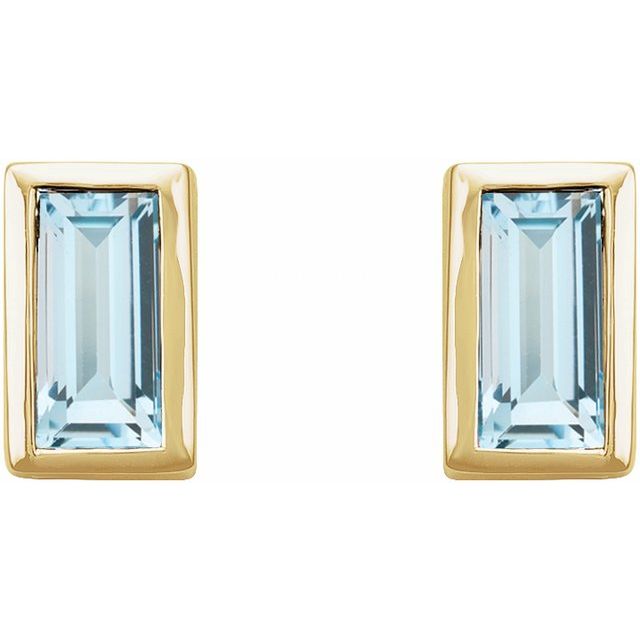 14K Yellow Natural Sky Blue Topaz Bezel-Set Earrings