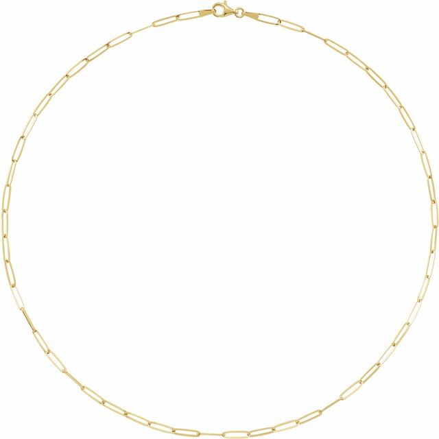 14K Yellow 2.6 mm Paperclip-Style 20' Chain