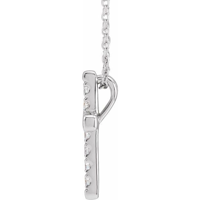 14K White 1/5 CTW Lab-Grown Diamond French-Set Cross 16-18' Necklace
