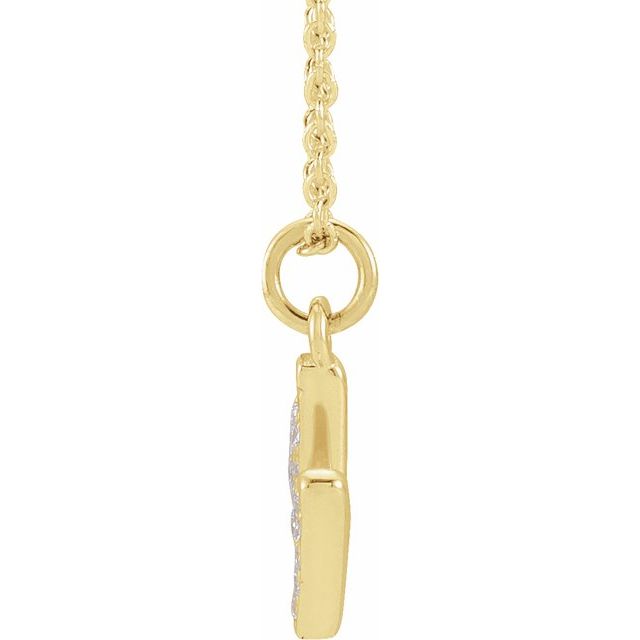 14K Yellow .06 CTW Natural Diamond Petite Initial M 16-18' Necklace