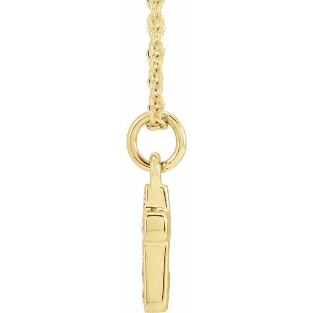 14K Yellow .04 CTW Natural Diamond Youth Cross 15' Necklace