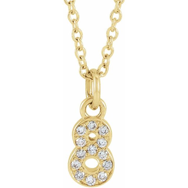 14K Yellow Petite Pavé™ .05 CTW Natural Diamond Numeral 8 16-18' Necklace