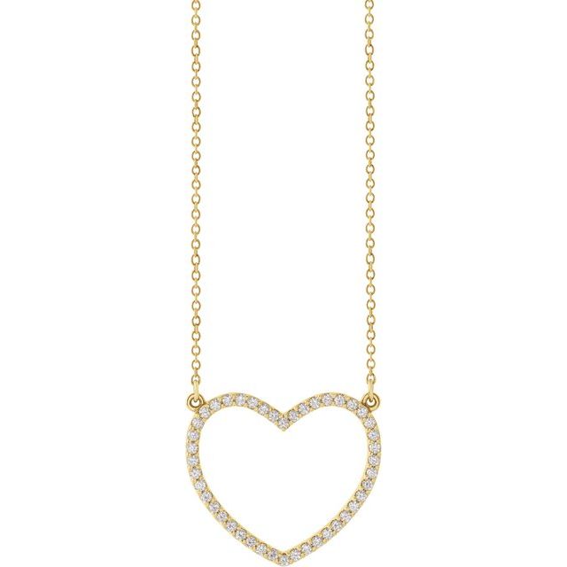 14K Yellow 1/4 CTW Natural Diamond Heart 16' Necklace